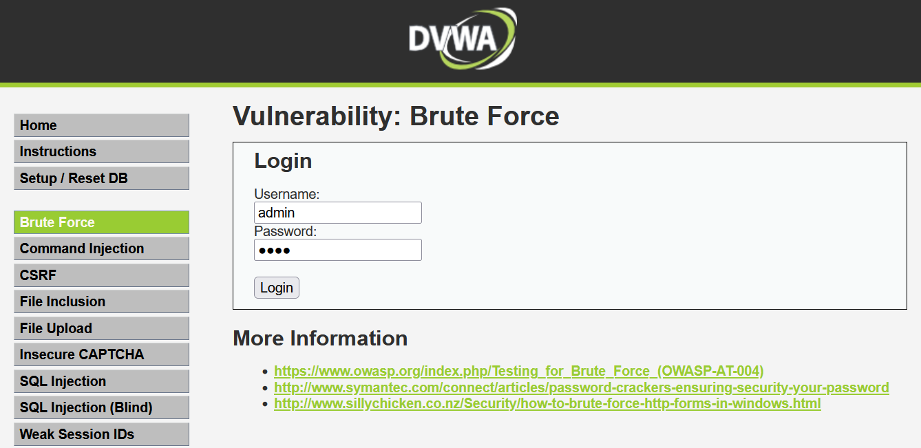 DVWA靶场复现(Brute Force)